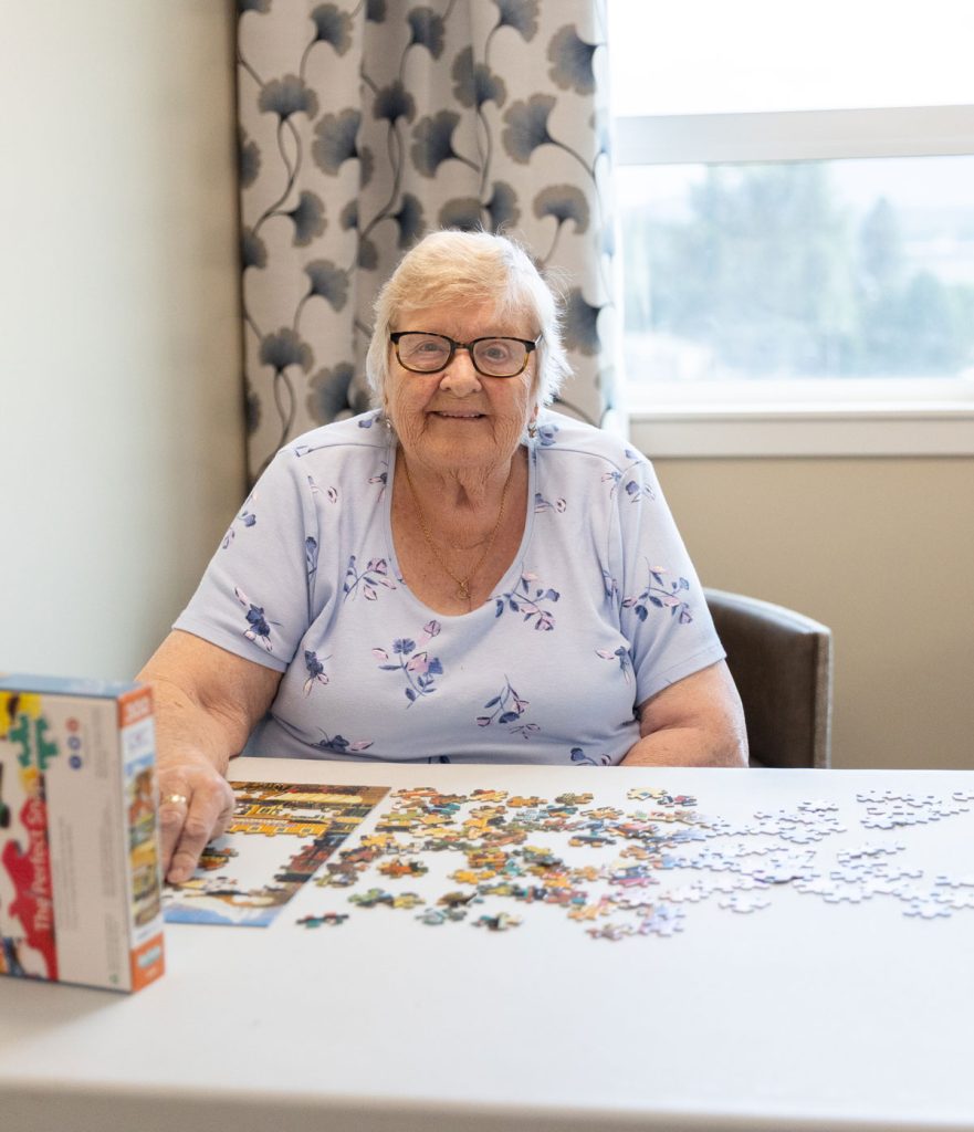 resident wokring on puzzle